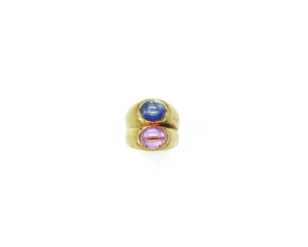 Bulgari Gold Ring with Blue and Pink Sapphire