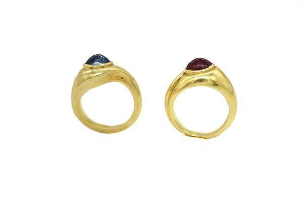 Bulgari Cabochon Sapphire & Ruby Ring Set - Image 3