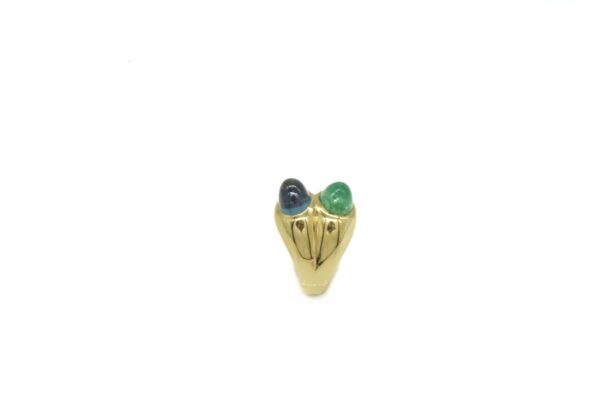 Bulgari Gold Ring with Cabochon Sapphire and Emerald - Image 2