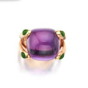 Verdura Amethyst Peridot and Gold Ring