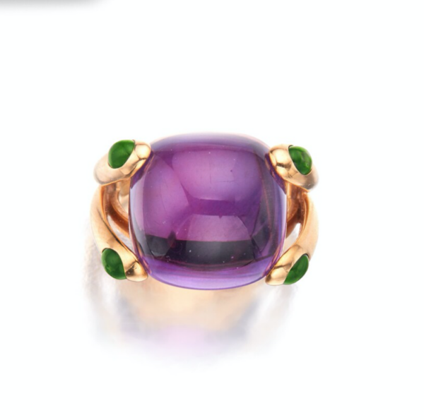 Verdura Amethyst Peridot and Gold Ring