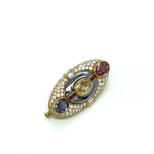 Bulgari Unique Multicolor Sapphire and Diamond Brooch