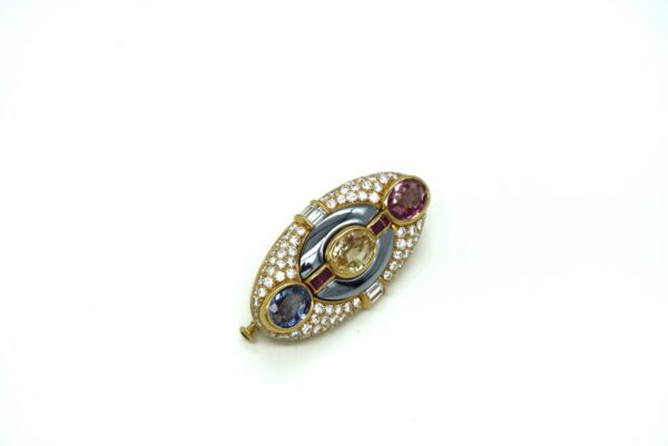 Bulgari Unique Multicolor Sapphire and Diamond Brooch