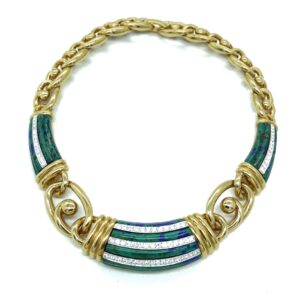 David Webb Azurmalachite and Diamond Necklace