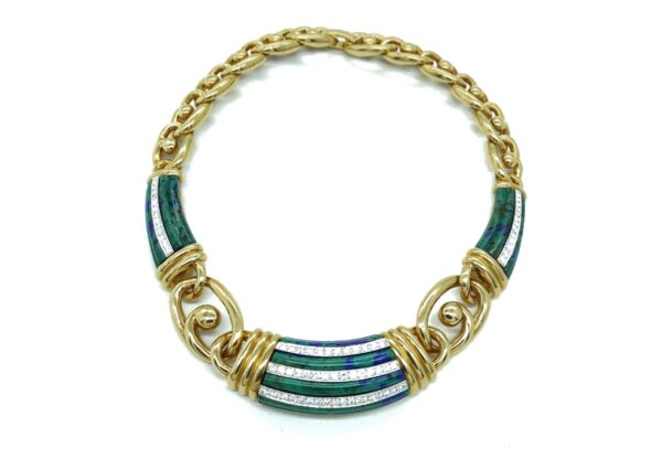 David Webb Azurmalachite and Diamond Necklace