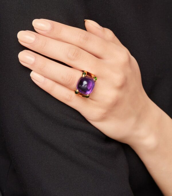 Verdura Amethyst Peridot and Gold Ring - Image 5