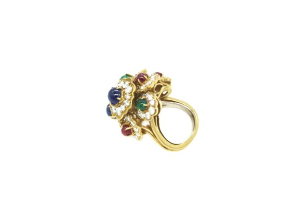 Gérard Gold, Cabochon Colored Stone and Diamond Ring - Image 4