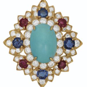 Van Cleef Multi-Gem and Diamond Clip-Brooch