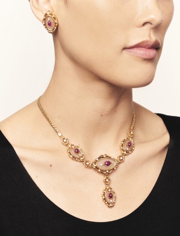 Lalaounis Ruby and Rock Crystal Gold Set - Image 3