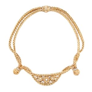Mauboussin Gold Rope-twist Necklace with single-cut Diamonds