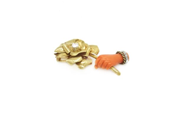 Cartier Paris Gold, Platinum, Carved Coral and Diamond Clip - Image 5
