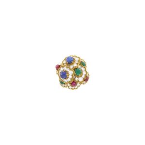 Gérard Gold, Cabochon Colored Stone and Diamond Ring