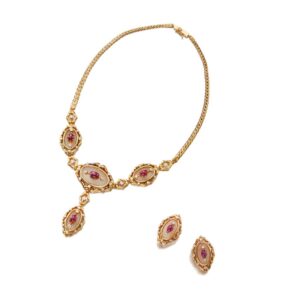 Lalaounis Ruby and Rock Crystal Gold Set