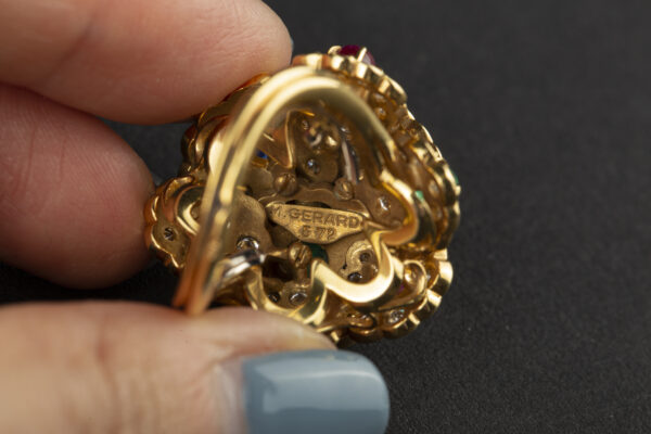 Gérard Gold, Cabochon Colored Stone and Diamond Ring - Image 7