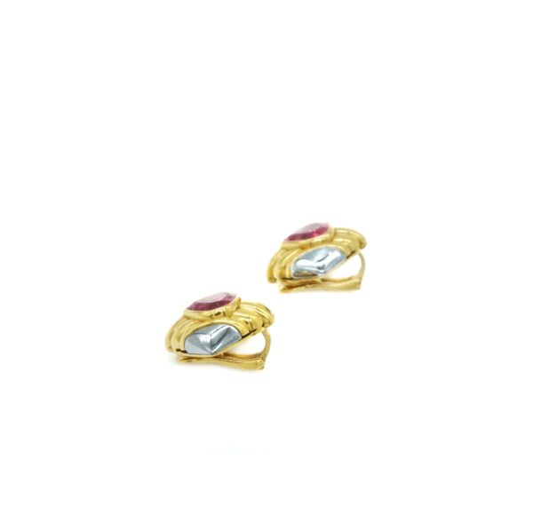 Bulgari 18k Yellow Gold, Hematite & Pink Tourmaline Earrings - Image 4