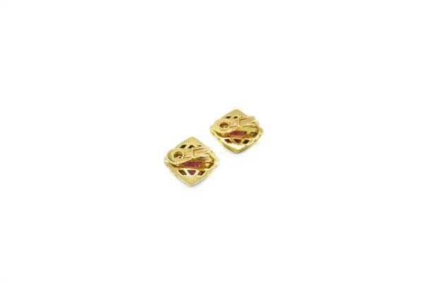 Bulgari 18k Yellow Gold, Hematite & Pink Tourmaline Earrings - Image 2