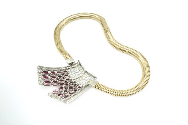 Cabochon Ruby and Diamond Drop Necklace - Image 2
