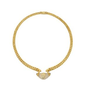 Bulgari 18k Gold, Rock Crystal, Sapphire and Diamond Necklace
