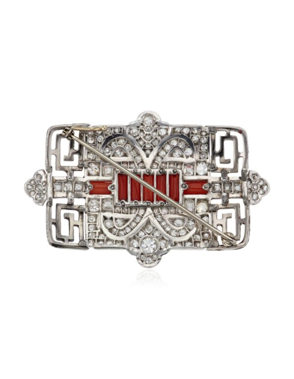 Cartier Art Deco Coral, Diamond and Enamel Brooch - Image 3