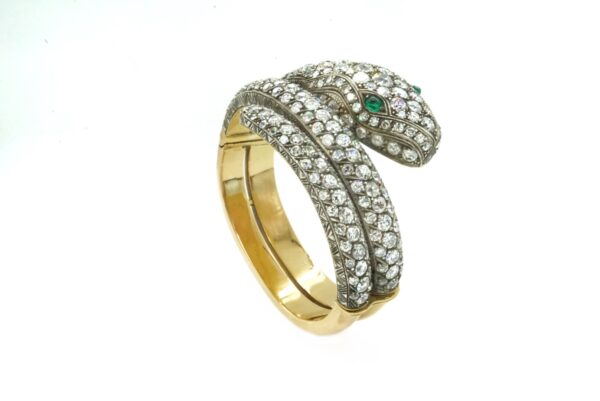 Antique Diamond and Gold Serpent Bracelet - Image 4