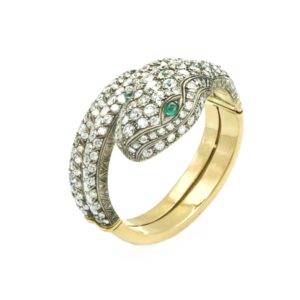 Antique Diamond and Gold Serpent Bracelet