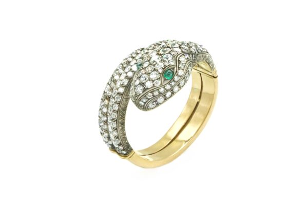 Antique Diamond and Gold Serpent Bracelet