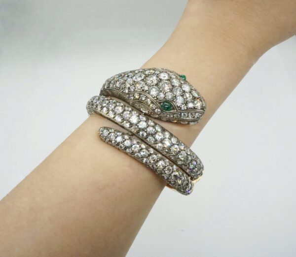 Antique Diamond and Gold Serpent Bracelet - Image 6