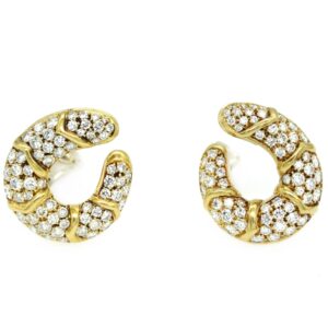 Diamond and Yellow Gold Circular Earrings