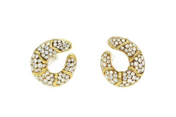Diamond and Yellow Gold Circular Earrings