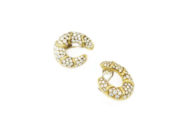 Diamond and Yellow Gold Circular Earrings - Image 2