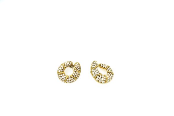 Diamond and Yellow Gold Circular Earrings - Image 3