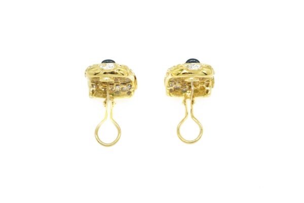 Cabochon Emerald, Sapphire, Ruby and Diamond Earrings - Image 2