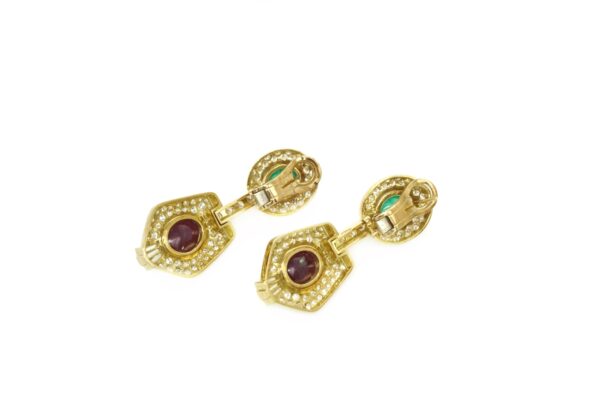 Diamond, Ruby and Emerald Earrings in 18k - Image 3