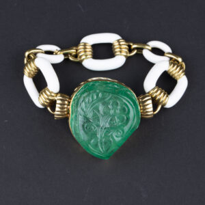 David Webb Large Carved Emerald Bracelet