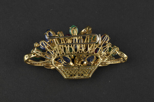 Tutti Frutti Gem-Set and Diamond Basket Brooch - Image 4