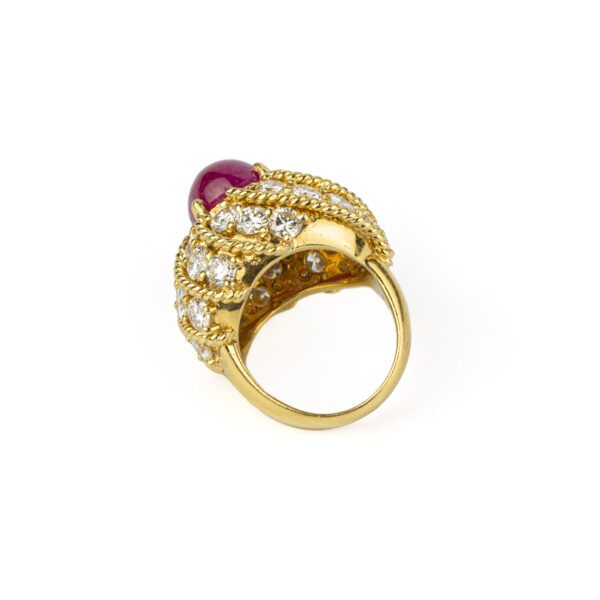Cabochon Ruby & Diamond Cocktail Ring - Image 5