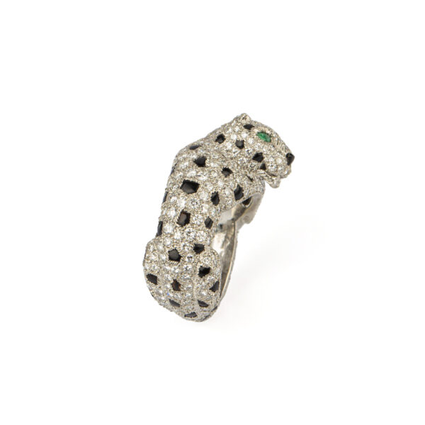 Rare Cartier Panther Diamond and Onyx Ring - Image 2