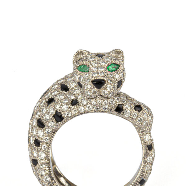 Rare Cartier Panther Diamond and Onyx Ring - Image 3