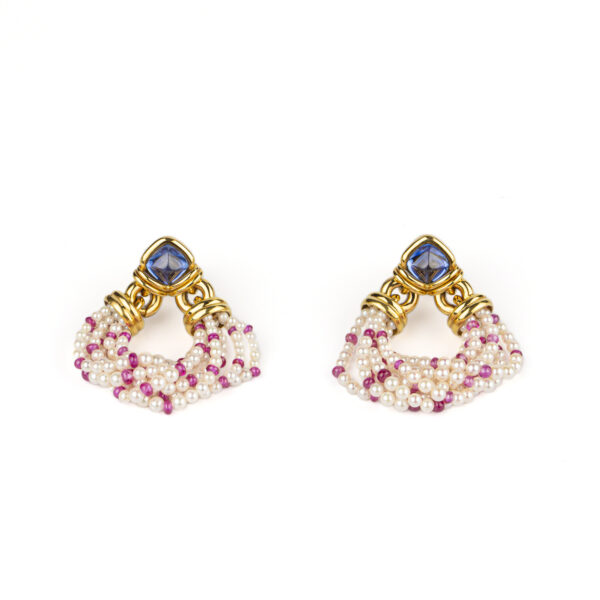 Bulgari Pearl and Sapphire Ear-Pendants - Image 3