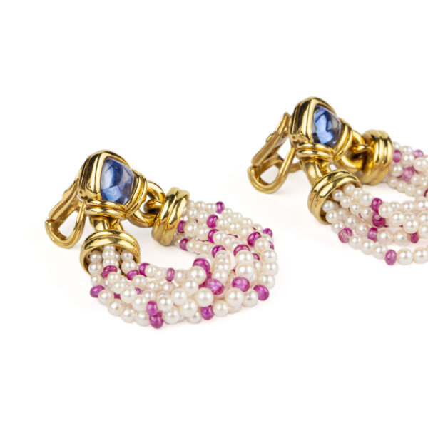 Bulgari Pearl and Sapphire Ear-Pendants - Image 4