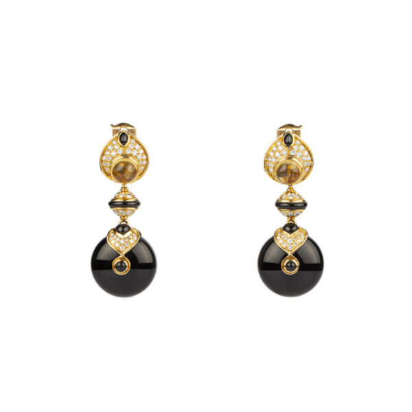 Marina B Pneu Ear-Pendants with Diamonds, Onyx and Citrines
