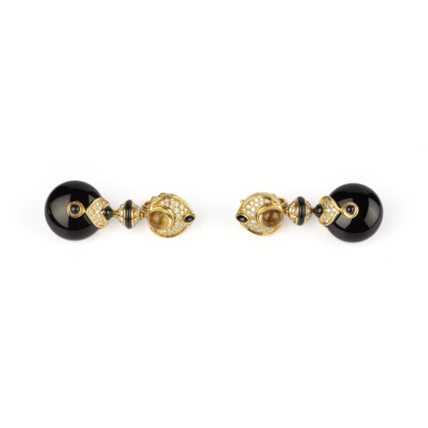 Marina B Pneu Ear-Pendants with Diamonds, Onyx and Citrines - Image 4