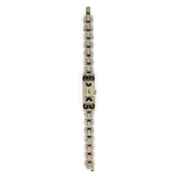 Boucheron Art Deco Diamond and Onyx Watch-Bracelet