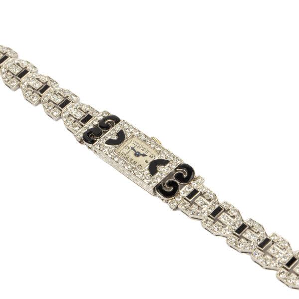 Boucheron Art Deco Diamond and Onyx Watch-Bracelet - Image 3