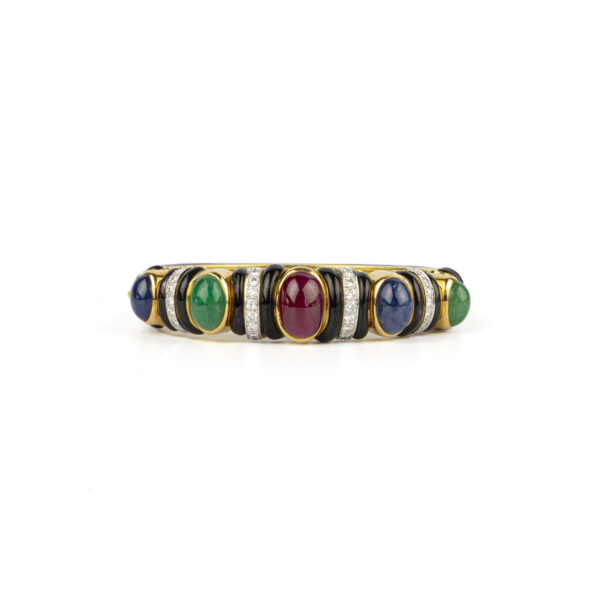 David Webb Sapphire Ruby Emerald Bracelet