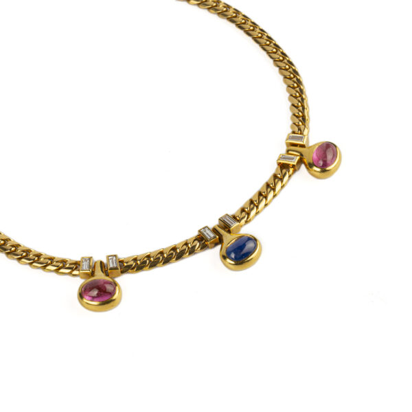 Bulgari Sapphire, Tourmaline and Diamond Ring Chain Necklace - Image 2