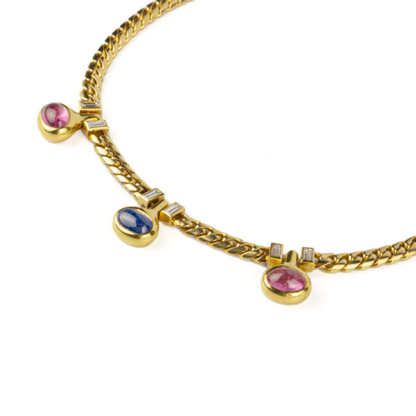 Bulgari Sapphire, Tourmaline and Diamond Ring Chain Necklace - Image 3