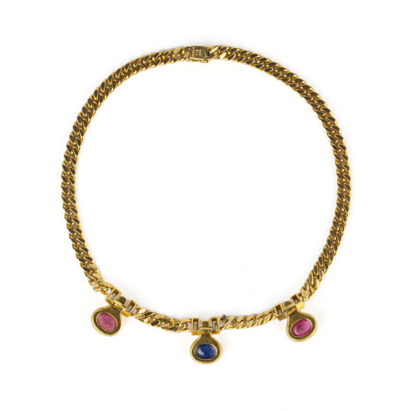 Bulgari Sapphire, Tourmaline and Diamond Ring Chain Necklace - Image 4