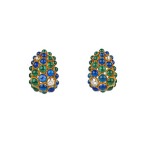 Rare Cartier Enamel and Gold Earclips