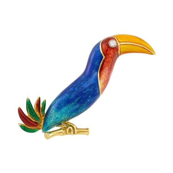 Bulgari Enamelled Gold Toucan Pendant